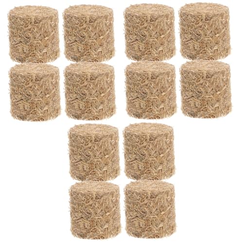 HEMOTON 12 Stück Teiliges Mini Heuballen Naturgetreues Strohballen Modell Dekoratives DIY Zubehör für Gartenlandschaften Puppenhaus Bauernhof Dioramen Herbstliche Szenerie von HEMOTON