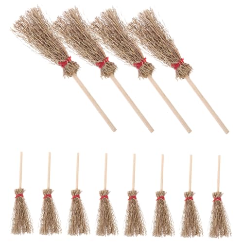 HEMOTON 12 Stück Teiliges Mini Hexenbesen Rotes Seil Große Strohbesen Halloween deko Langlebige Hexen Zauberer Accessoires zum Aufhängen für Halloween Party und Kostümzubehör von HEMOTON