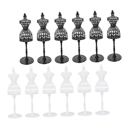 HEMOTON 12 Stück Teiliges Mini Kleid Mannequin mit Ständer Leichte Puppenkleiderpuppe für Puppenhaus Vielseitig Einsetzbare Miniatur kleidungsdisplay ständer in Schwarz und Weiß HEMOTON 12 Stück Teiliges Mini Kleid Mannequin mit Ständer Leichte Puppenkleiderpuppe für Puppenhaus Vielseitig Einsetzbare Miniatur kleidungsdisplay ständer in Schwarz und Weiß von HEMOTON