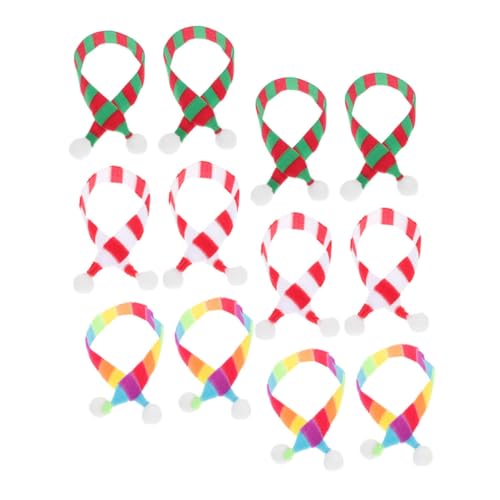HEMOTON 12 Stück Teiliges Mini Schal Weihnachtliche Puppen und Flaschen Dekoration Weiche Strickware in Rot Grün Weiß Vielseitig für DIY Kleine Puppen Mini Schneemänner Wiederverwendbar von HEMOTON