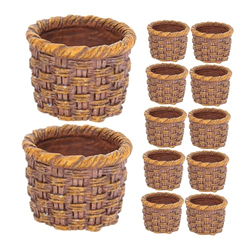 HEMOTON 12 Stück Teiliges Miniatur Picknickkorb aus Handgewebtem Rattan Leichte Mini Aufbewahrungskörbe für Puppenhaus Deko Bastelbedarf Partygeschenke und Feengarten Dekorationen von HEMOTON