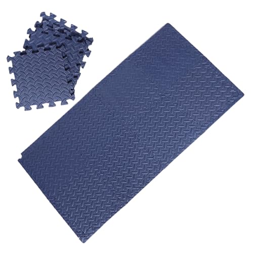 HEMOTON 12 Stück Teiliges Puzzle-Spielfeld Dicke Schaumstoff-Fliesen mit Blättermotiv rutschfeste Pflegeleichte in Dunkelblau für Krabbelkinder und Vielseitige Spielbereiche von HEMOTON