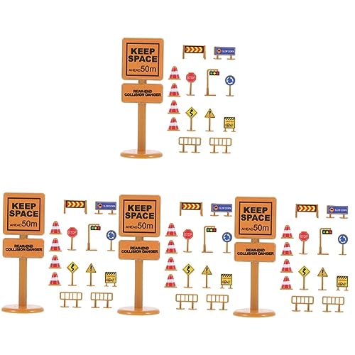 HEMOTON 120 STK Verkehrszeichenmodell Stop Und Stop-Schild-Kind Zebrastreifen Verkehrskegel Ampelspielzeug Verkehrszeichen Für Kinder Kinderampel Warnung Zaun Mikroszene Papier Zelle von HEMOTON
