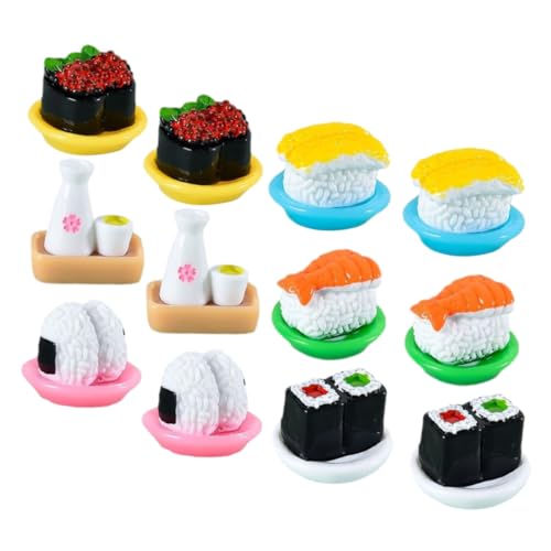 HEMOTON 12St Simuliertes Japanisches Sushi Essen Miniatur-Sushi-Modell Desktop-Ornamente Schreibtisch-Sushi-Modell-Dekor Japanischer Stil Zubehör Lebensmittel schmücken Dekorationen Harz von HEMOTON