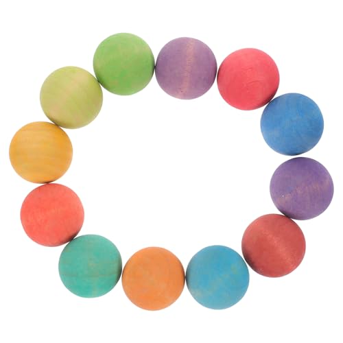 HEMOTON 12St Vorschulspielzeug Regenbogenbälle im Becher Farbsortierkugeln aus Holz interaktives Spielzeug Interactive Toys runden Denkspiel farbige Kugeln Regenbogenkugel von HEMOTON