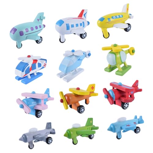 HEMOTON 12st Buntes Miniflugzeug Minispielzeug Für Kinder Mini-Flugzeug-spielset Flugzeugspielzeug Für Kinder Fliegendes Flugzeug Spielzeug Puzzle Hölzern Kleinkind Zwölfteiliges Set von HEMOTON
