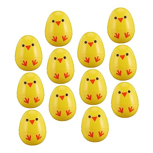 HEMOTON 12st Küken Bedruckte Eier Sehr Spiele Eier Partygeschenke Blase Zauberstab Eierjagdkorb Passende Eier Raupe Seifenblasenmaschine Eierhalter Eierbecher Yellow Plastik von HEMOTON