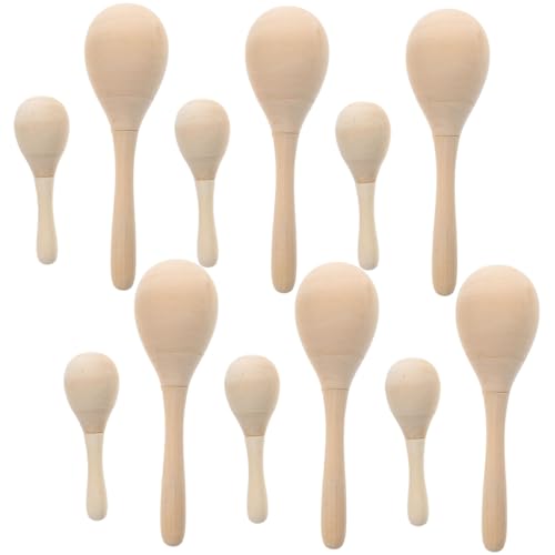 HEMOTON Hölzerne Maracas Für Jungen Und Mädchen Lernspielzeug Vorschul-musikinstrumente Für Kleinkinder Malspielzeug Leeres Krachmacher-Spielzeug Für Partys von HEMOTON