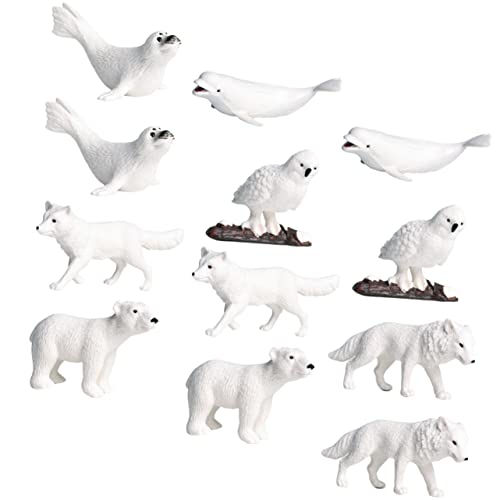 HEMOTON 12st Tierische Verzierungen Halloween- Meerestierfiguren Tierspielzeug Kleine Spielsachen Spielzeughund Tiere Für Babys Wolfsmodell Weiß Plastik von HEMOTON