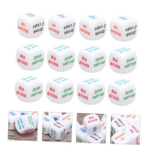HEMOTON 12st Tischwürfelspiel Rollenden Entscheider Betrunkenes Würfelspiel Bier Würfelspiel Ktv Würfeln Tischspiele Bierwürfel Trinken Acryl. von HEMOTON