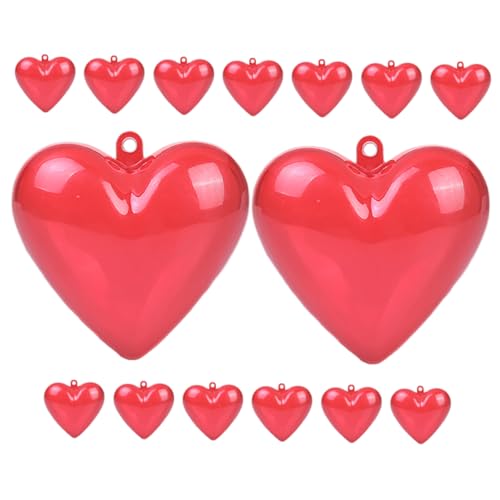 HEMOTON 15 Stk liebe geschenkbox schmuck aufbewahrungsbox Partydekoration Herzförmige Geschenkboxen Liebesgläser Karte Herzen Herzverzierung klare Ornamente für das Handwerk Plastik rot von HEMOTON