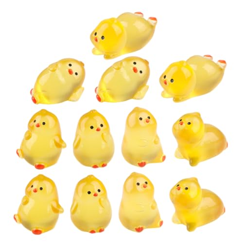 HEMOTON 15 Stück Leuchtendes Kleines Fettes Huhn Kleine Enten Zum Verstecken Pflanzen Puppe Gefälscht Heimwerken Mini-Enten Miniatur Künstlich Mini-frösche Harz von HEMOTON