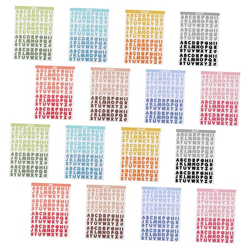 HEMOTON 16 Blatt Buchstabenaufkleber Set Klebealphabet Aufkleber Für Planer Scrapbooking Aufkleber von HEMOTON