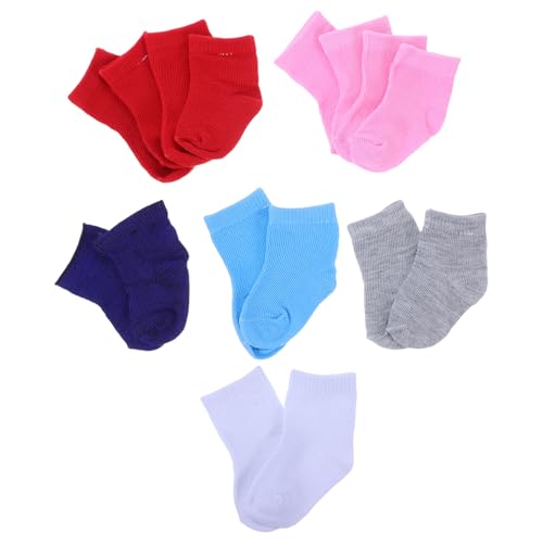 HEMOTON 16 Paare Puppen Socken Spielzeugkostüm Accessoire für Amerikanische Mädchenpuppen Waschbare Socken für DIY Puppen Bunte Designs Zubehör Zufällige Farbe von HEMOTON