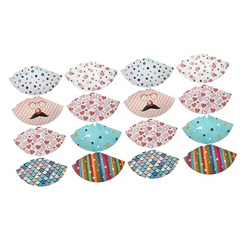 HEMOTON 16 Stück Bunte Partyhüte Kindergeburtstag Teilig Papierhüte für Junge Mädchen und Mädchen Festliche Geburtstagsdeko Partyaccessoires mit Fröhlichem Happy Birthday Muster von HEMOTON
