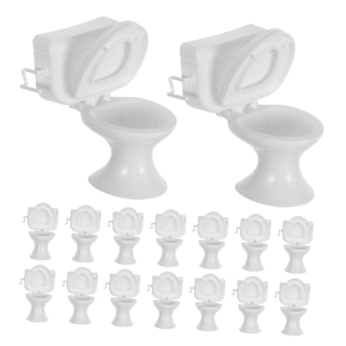 HEMOTON 16 Stück Maßstab Realistische Miniatur Toilette aus Robustem Kunststoff Detaillierte Kleine Toiletten für Puppenhäuser Geeignet für Puppenhaus und Feenhaus Dekoration von HEMOTON