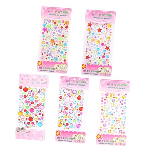 HEMOTON 5er-Pack Acryl-edelstein-Aufkleber Diamant-Aufkleber Flache Rückseite Strasssteine Schmuck Zufälliger Stil von HEMOTON