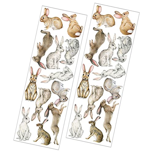 HEMOTON 2 Blätter Kaninchen Wandaufkleber Klebetapete Wanddeko Schlafzimmer Tapete Zarte Tapete Wandaufkleber Dekorative Raumdeko Tapetenaufkleber Kaninchen Tapete PVC von HEMOTON