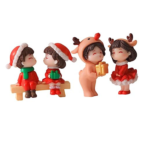 HEMOTON 2 Paar Romantische Ornamente Cartoons Miniatur Weihnachtszwerge Figuren Liebhaber Dekorationen Statue Weihnachtsanhänger Für Schmuck Weihnachtsdekoration Heimdekor PVC von HEMOTON