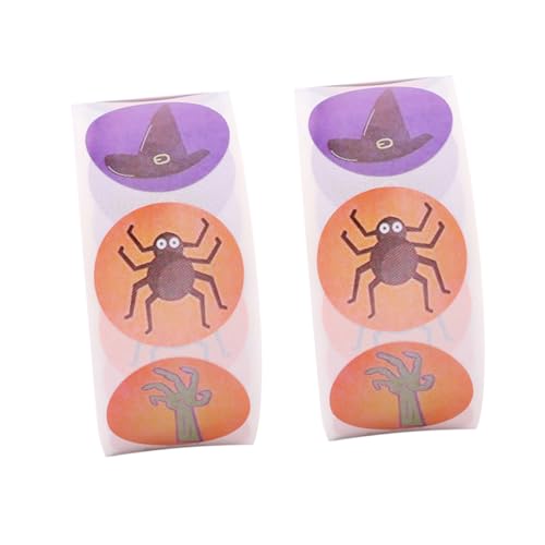 HEMOTON 2 Rollen 1 Geschenkaufkleber Halloween basteln Halloween Aufkleber Decorative Stickers Sticker basteln Halloween klebesticker runder Siegelaufkleber Aufkleber Siegel Weiß von HEMOTON