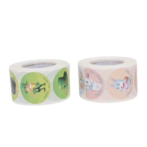 HEMOTON 2 Rollen Osteraufkleber St. Patricks Osterfestaufkleber Aufkleber Für Geschenkverpackungen St. Patricks Aufkleber Verpackungsaufkleber -siegelaufkleber PVC von HEMOTON