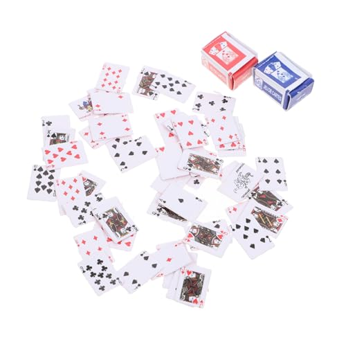HEMOTON 2 STK Mini 1:12 Kleiner Schürhaken kreative Pokerkarten Tally Ho Spielkarten Kartenspielen Brettspiel-Poker Kartenspiel Spielen Papier Schachbrett Reisen von HEMOTON
