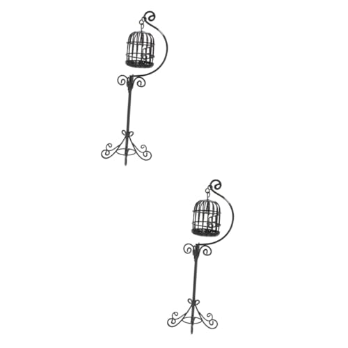HEMOTON 2 STK Miniatur-vogelkäfig Aus Metall Metalldekor Outdoor-spielset Modell Vogelkäfig Volierenkäfig Im Freien Mikrospielzeug Mini-vogelkäfig Aus Metalldraht DIY Puppenhaus Halterung von HEMOTON