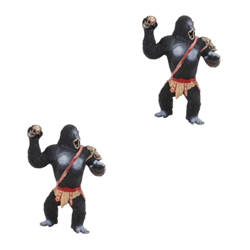 HEMOTON 2 STK Orang-utan-kriegerfiguren Tierstatuendekoration Partybevorzugung Für Das Lernen Von Tieren Tierisches Spielzeug Orang-utan-Figur Tierskulptur PVC Ornamente Dropshipping Kind von HEMOTON