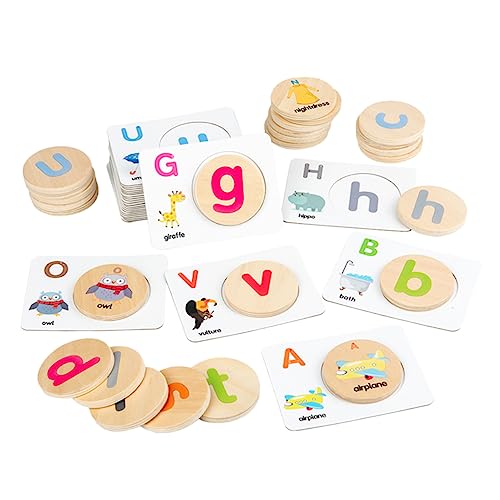 HEMOTON 2 Sätze Buchstabenpaarung interaktives Spielzeug kindererziehung holzspielsachen Alphabet Vorschule Kindergarten Letters Lernspielzeug hölzern Puzzle Marionette Eltern-Kind von HEMOTON