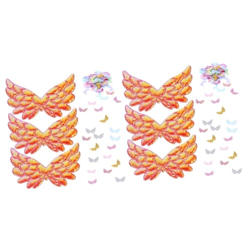 HEMOTON 2 Sätze Grabschmuck Figur Feenflügel Erwachsener Regenbogen Ornamente Bastelzeug Geschenkidee Haarklemmen Kostüm Kleidungsstück Engelsflügel Polyester 100 Stück * 2 von HEMOTON
