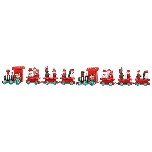 HEMOTON 2 Sätze Hölzerner Zug Spielzeug Mini-holzeisenbahn Weihnachtliche Mini-Zug-Ornamente Weihnachtsmann Anzug Dekor Kunst Weihnachtsutensilien Kind Weihnachten Rot von HEMOTON