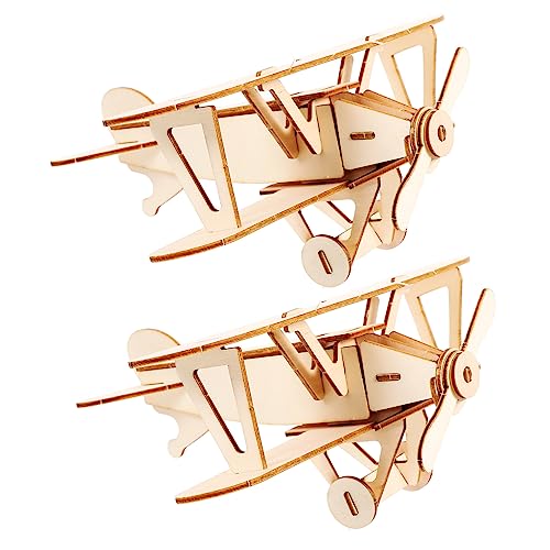 HEMOTON 2 Sätze Holzflugzeug Puzzle Teiliges DIY Bausatz aus Holz Dekoratives und Sicheres Flugzeug Modell für Sammler Langlebiges Holzspielzeug von HEMOTON