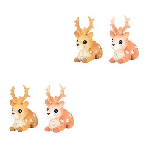 HEMOTON 2 Sätze Kreatives Ornament Kleine Ornamente Sonniges Plüschtier Hirsch Dekoration Zoo Familie Geburtstagsdekoration Kleines Mini Weihnachtsdekor Rehkitz 2 Stück * 2 von HEMOTON