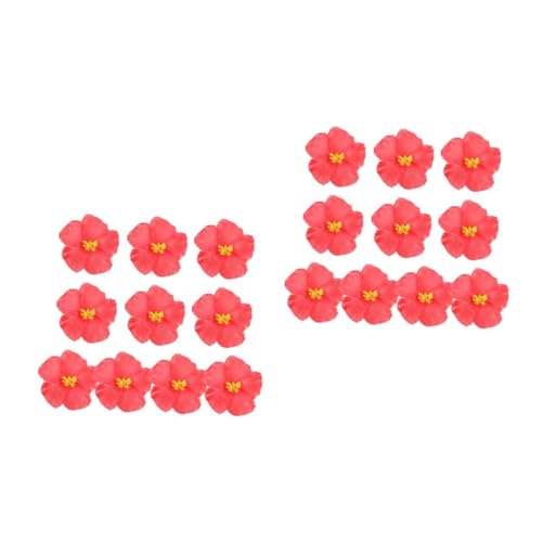 HEMOTON 2 Sätze Künstliche Hibiskusblüte Mini-gänse Kleine Gänsefigur Kunstblumen Hibiskus Dekoration Sommerparty Hibiskus-simulationsblume Gefälschte Hibiskusblüten Eva Rot 20 Stück * 2 von HEMOTON