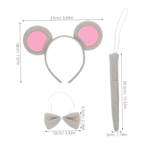 HEMOTON 2 Sätze Mäuseohren Haarreif mit und Schleife Realistisches Tierkostüm Zubehör für Halloween Karneval Cosplay und Kostüm Party und Erwachsene von HEMOTON