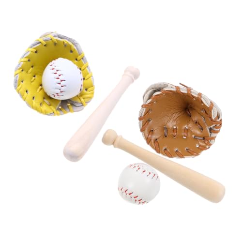 HEMOTON 2 Sätze Mini Baseball und Softball Modelle für Sportspielzeug Realistische Miniaturen für Outdoor Aktivitäten Sports Training und Partydeko in Gelb und Naturfarben von HEMOTON