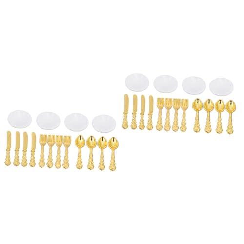 HEMOTON 2 Sätze Mini-Besteck Geschenke für Kinder kindergeschenke bastelzeug Cake Cutlery Miniaturdekoration puppenhaus Mini Dekoration Mini-Möbel Mini-Fotografie-Requisiten Geschirr Weiß von HEMOTON