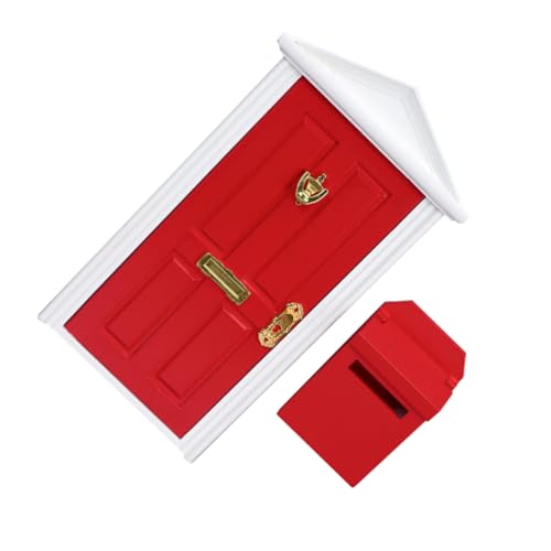 HEMOTON 2 Sätze Mini Möbel Türen Miniatur-Spielzeug Rohlinge Fee Holztür Puppenhaustür Modelle Modell mit spitzer Tür Mini- -Dekor Briefkasten Möbeltür Ornamente Mikroszene hölzern rot von HEMOTON