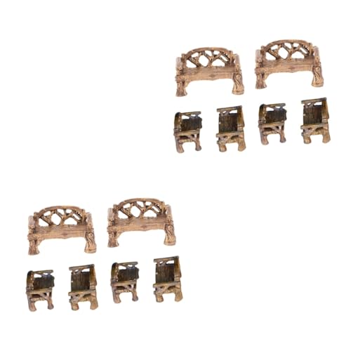 HEMOTON 2 Sätze Mini-Stuhl Figuren Wohnkultur Puppenhausmöbel Bank Miniatur Puppenstuhl stühle Miniaturstuhl Mini-Hausstuhl Mini -Bank Mini-Gartenmöbel Harz Brown von HEMOTON