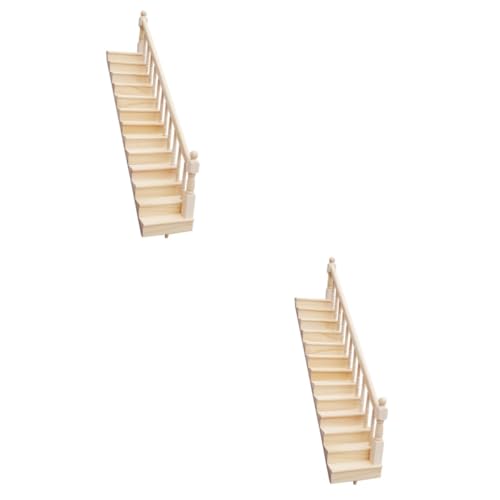 HEMOTON 2 Sätze Mini-Handlauftreppe Mini-Holztreppe Puppenhaus-Accessoire Kinder bastelset basteln für Kinder Handauflage Möbel Mini Treppe Modell Einer Holztreppe Schüttgut Armlehne von HEMOTON