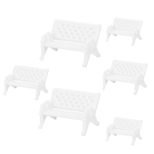 HEMOTON 2 Sätze Mini-parksitze Mini-bankmöbel Miniaturgartendekor Mini-stuhlverzierung Mini-gartenbank Miniaturstühle Zum Basteln Miniaturdekor Pp Weiß 6 Stück * 2 von HEMOTON