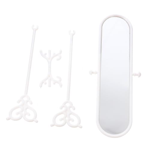 HEMOTON 2 Sätze Miniatur Drehbarer Ankleidespiegel Weiß Puppenhaus Dekoration Kleine Hausaccessoires Feine Verarbeitung Realistisches Design für Puppenhaus Schlafzimmer und Miniatur von HEMOTON