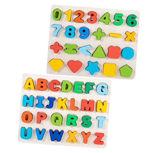 HEMOTON 2 Sätze Montessori Holzpuzzles für Kleinkinder Teiliges mit Buchstaben und Zahlenformen Frühlernlernspielzeug für Kreativität und Kommunikation HEMOTON 2 Sätze Montessori Holzpuzzles für Kleinkinder Teiliges mit Buchstaben und Zahlenformen Frühlernlernspielzeug für Kreativität und Kommunikation von HEMOTON