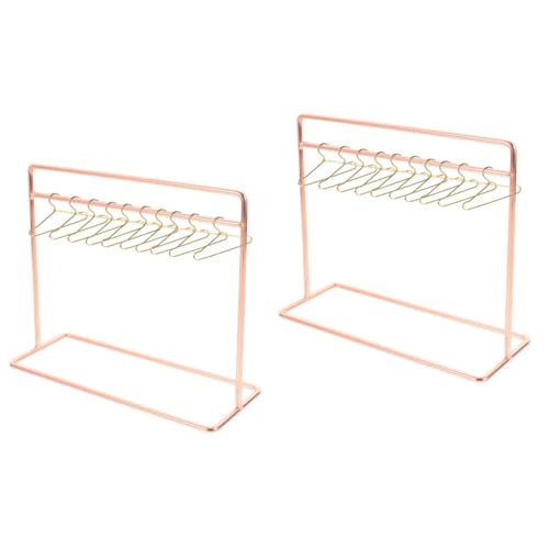 HEMOTON 2 Sätze Teiliges Miniatur Puppenkleiderbügel aus Kleiner Roségoldener Trockenständer Goldene Kleiderbügel zum Aufhängen und Ordnen von Puppenkleidern im Puppenhaus von HEMOTON