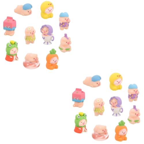 HEMOTON 2 Sätze Teiliges Set Miniatur Schwein Figuren Harz Niedliche Tierfiguren Für Garten Auto Und Puppenhaus Dekoration Detailreiche Und Realistische Mini Schweine 10 Stück * 2 von HEMOTON
