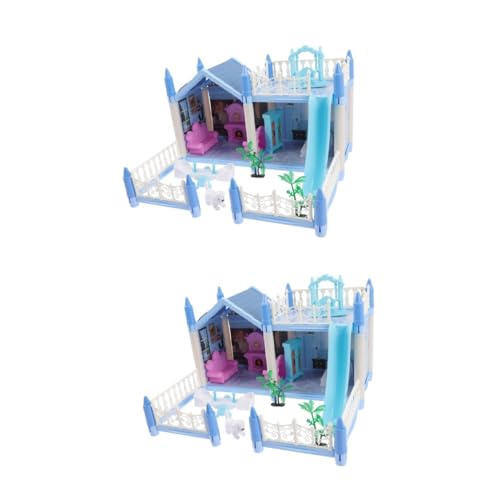 HEMOTON 2 Sätze Villa Schloss Selber Bauen Puppenhaus-Ornament 3D Cottage-Modell Miniatur-puppenhaus Puppenhausspielzeug Für Mädchen Lernspielzeug Rosa Puzzle Geburtstagsgeschenk Plastik von HEMOTON