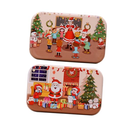 HEMOTON 2 Sätze Weihnachtspuzzles Kinderpuzzle Lernpuzzle Weihnachts DIY Puzzle Weihnachts DIY Puzzle Weihnachtspuzzle Lernpuzzle Weihnachts Holzpuzzle Bunte Blechdose von HEMOTON
