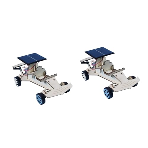 HEMOTON 2 Sätze Zusammengebautes Auto Solarauto Spielzeug Wissenschaftsspiel Auto Zusammenbauen Solarenergie Kleinwagen Fahrzeugspielzeug Roboter Spielzeug Schüler Holz Hölzern Puzzle von HEMOTON