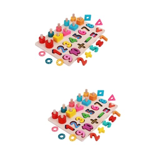 HEMOTON 2 Sätze Vorschulspielzeug Kleinkindspielzeug formpassendes Spielzeug Holzpuzzle für Kleinkinder Anzahl Dreidimensionales Puzzle Spielset Logarithmisches Brett Baby von HEMOTON