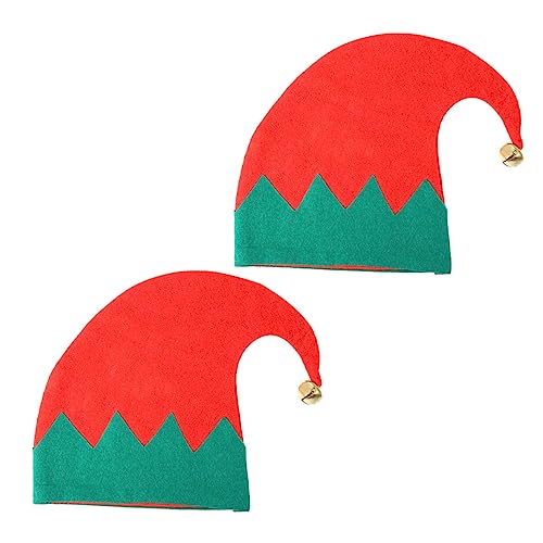 HEMOTON 2 Stück Elfenhut Weihnachten Verkleiden Sich Hüte Kind Elf Kostüm Zubehör Weihnachtskostüm Hüte Mädchen Weihnachtsdekoration Hut Partykostüm-requisiten Goldener Samt Rot von HEMOTON